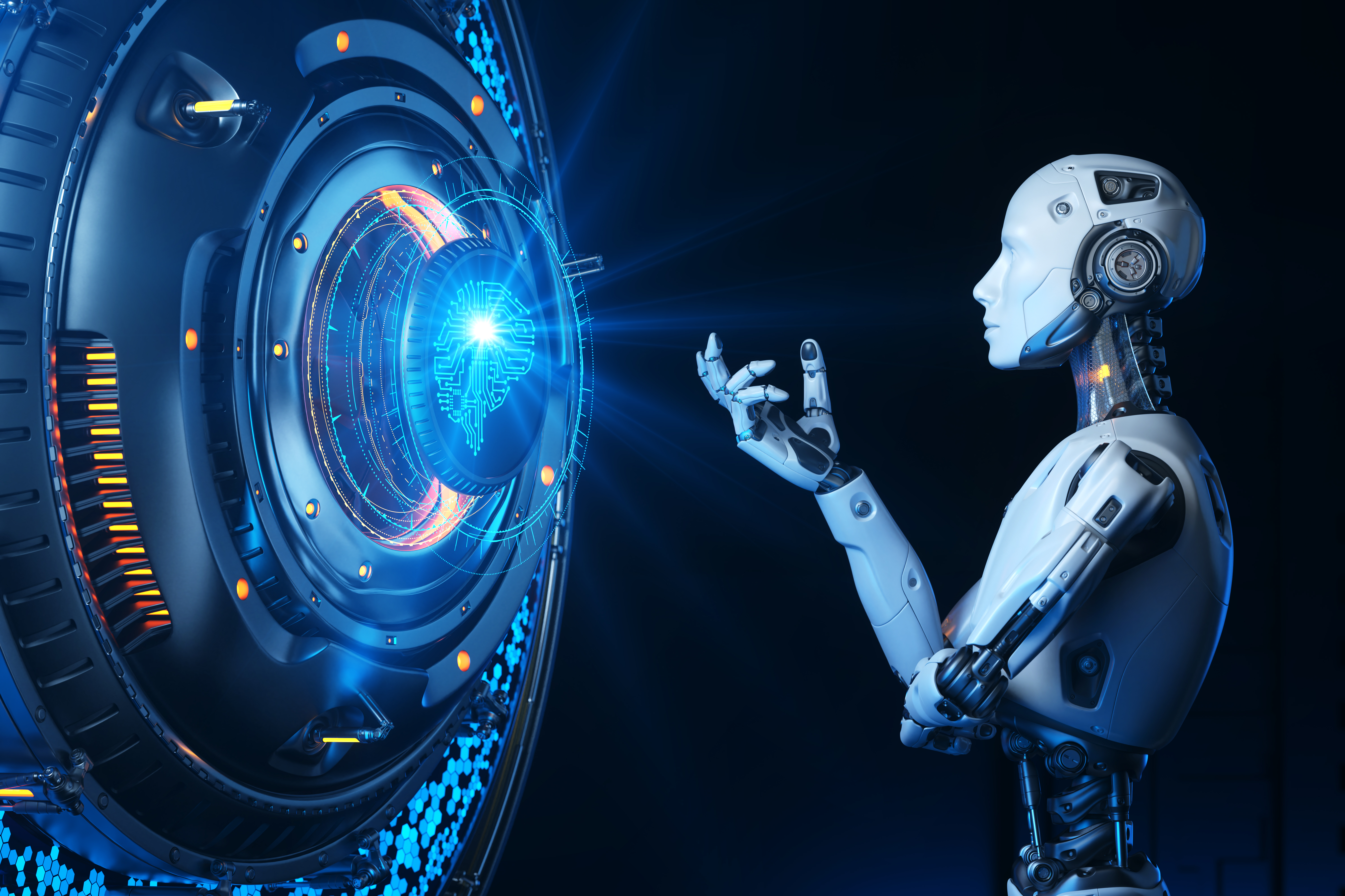 AI automation interface with a futuristic robot